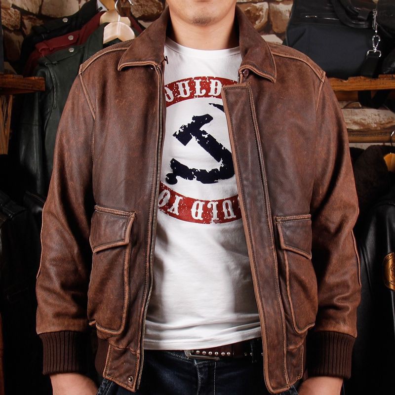 JAKET KULIT ASLI SAPI ORIGINAL 100% JENIS SRANGKEN | JAKET KULIT PRIA VINTAGE | JAKET KULIT PILOT OR