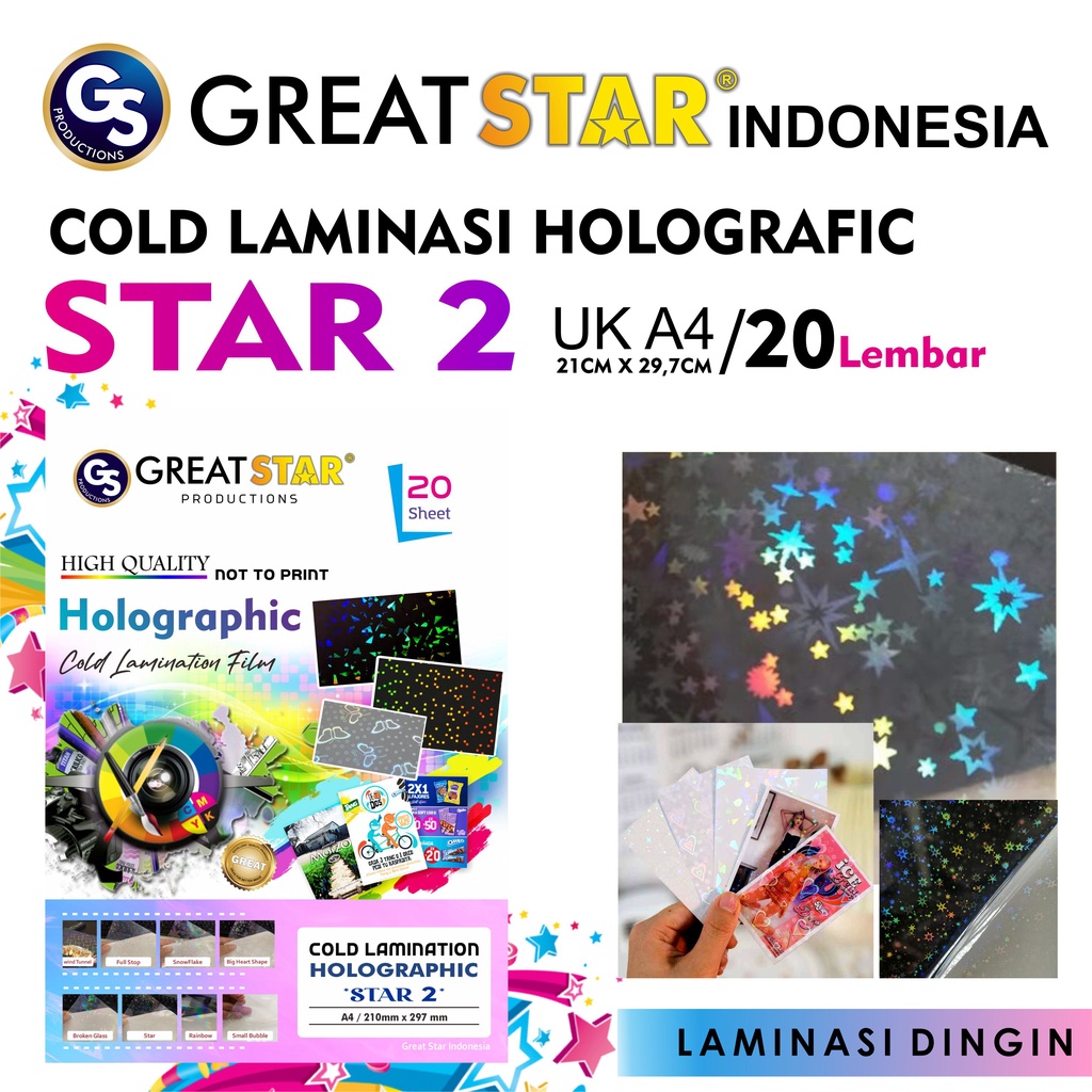 

Cold lamination Film Holographic Star 2 A4/20