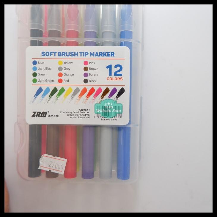 

Spidol Zrm Brush Tip Marker Pen 12 Warna 1 Set