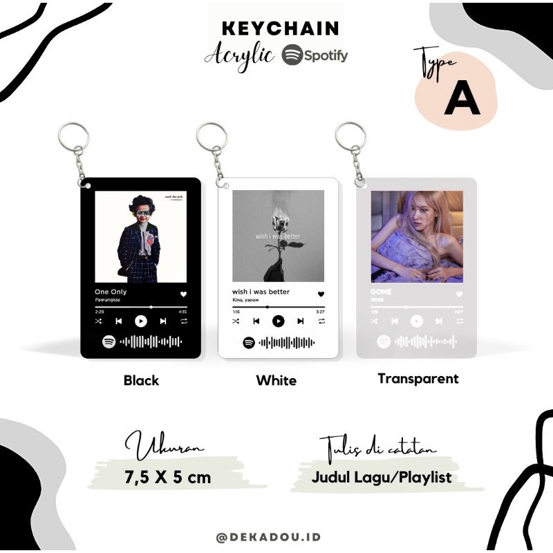 Gantungan Kunci Spotify custom akrilik Aesthetic (Acrylic Keychain Scan Music)