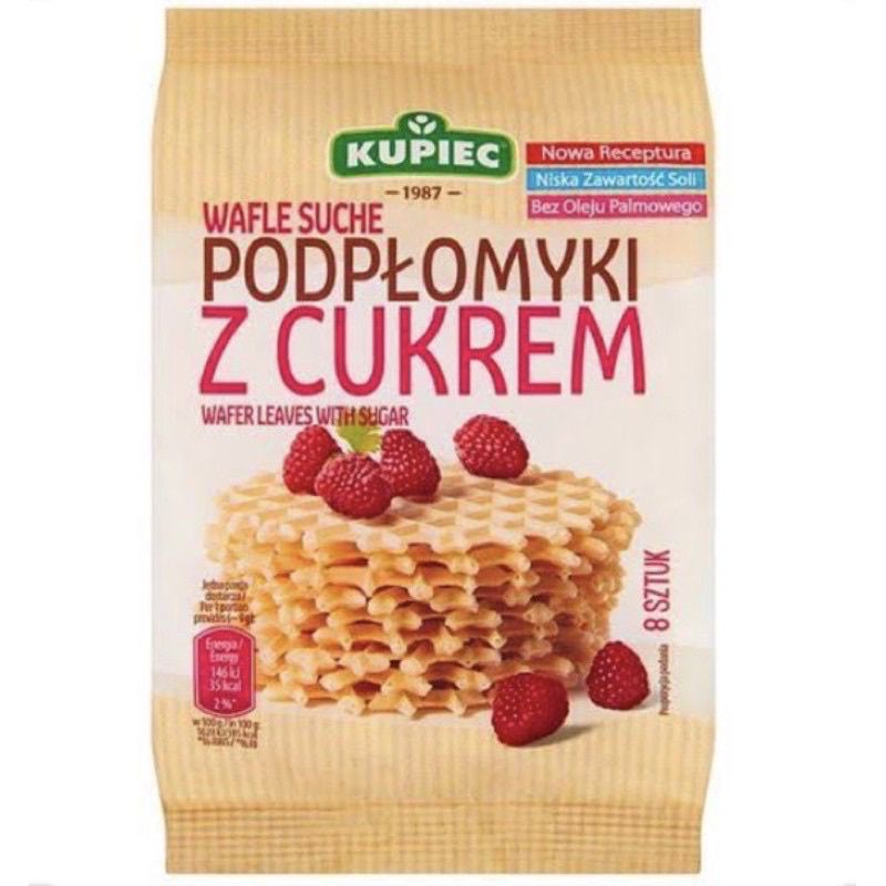 

Kupiec Wafle Suche Podptomyki Z Cukrem Wafer Leaves With Sugar 8Pcs - Kupiec Wafer