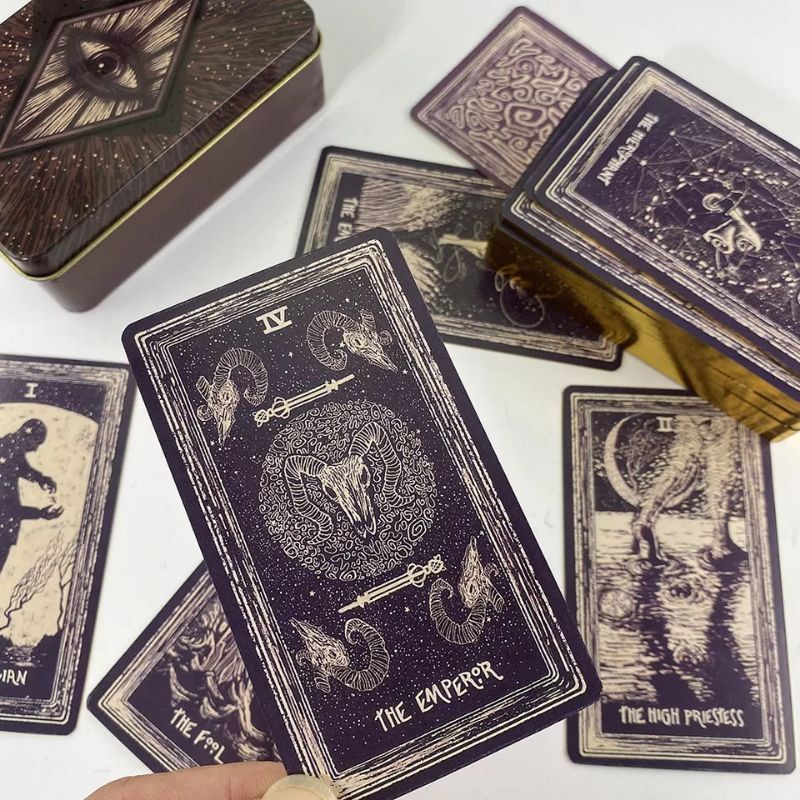 Light Vision Tarot dengan Kotak Kaleng pinggiran Gold