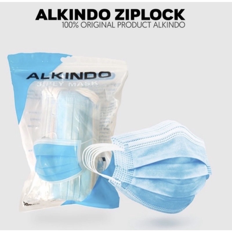 MASKER EARLOOP BIRU ALKINDO 1 BOX ISI 50 PCS