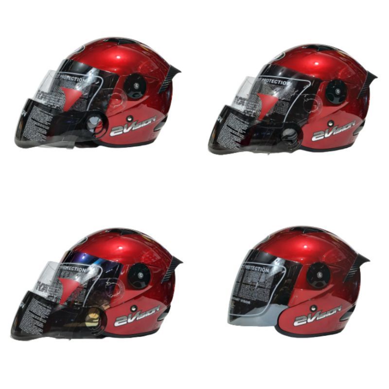 HELM KYT 2 VISION RED MARON PAKET GANTENG