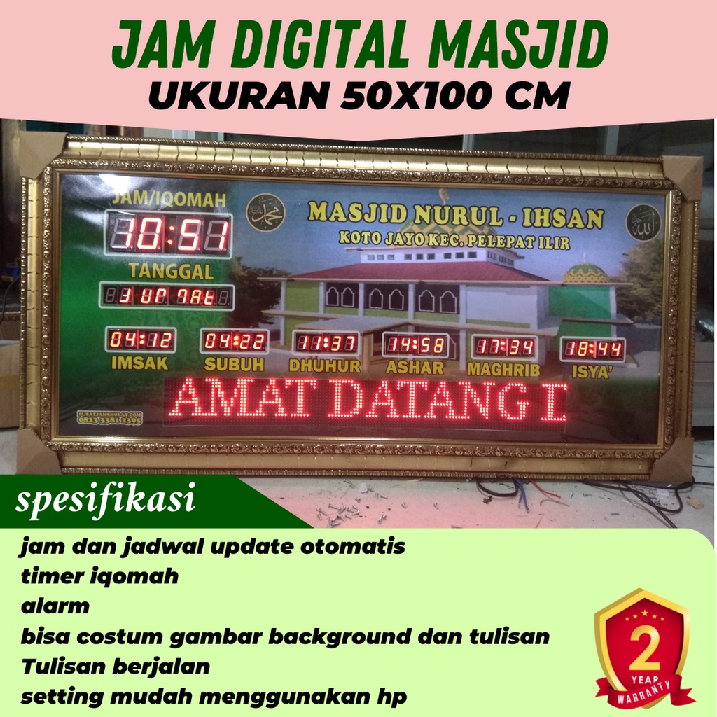 jam digital masjid jadwal sholat warna biru jam digital masjid otomatis