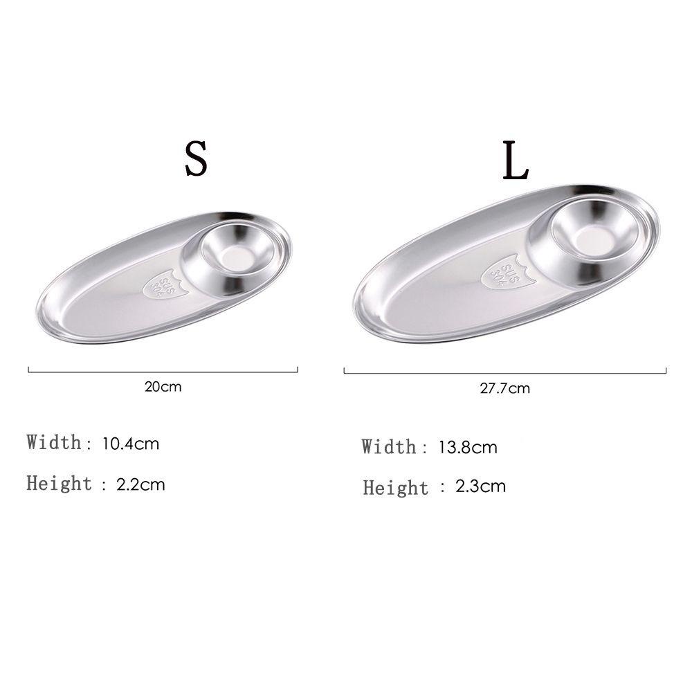 [Elegan] Piring Snack Sekat Grid Barbekyu Peralatan Makan Piring Nampan304 Stainless Steel Dapur French Fries Plate