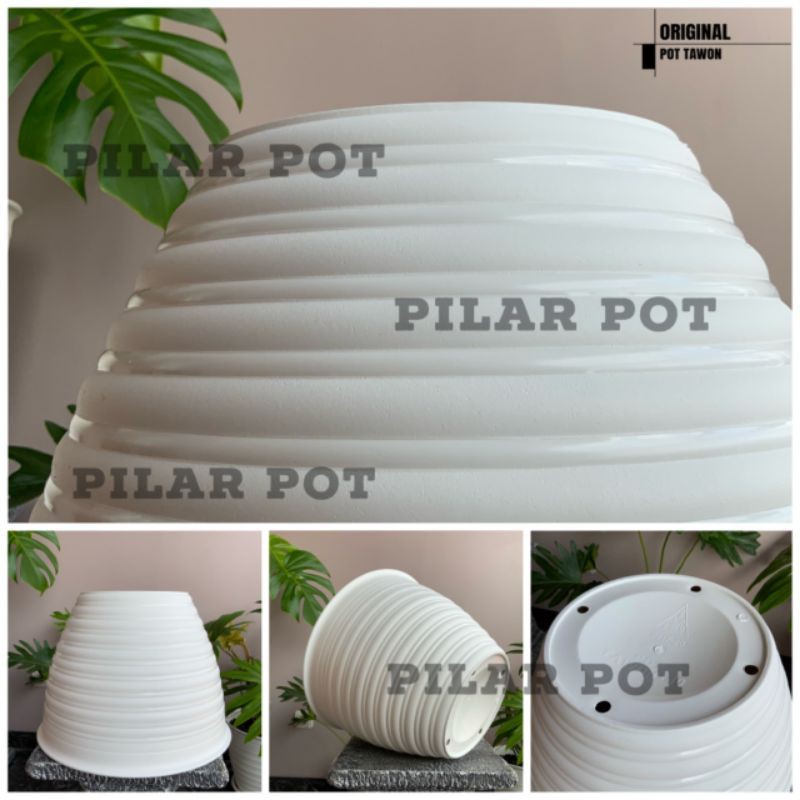 Pot bunga tanaman motif tawon putih 30 cm - tawon asli