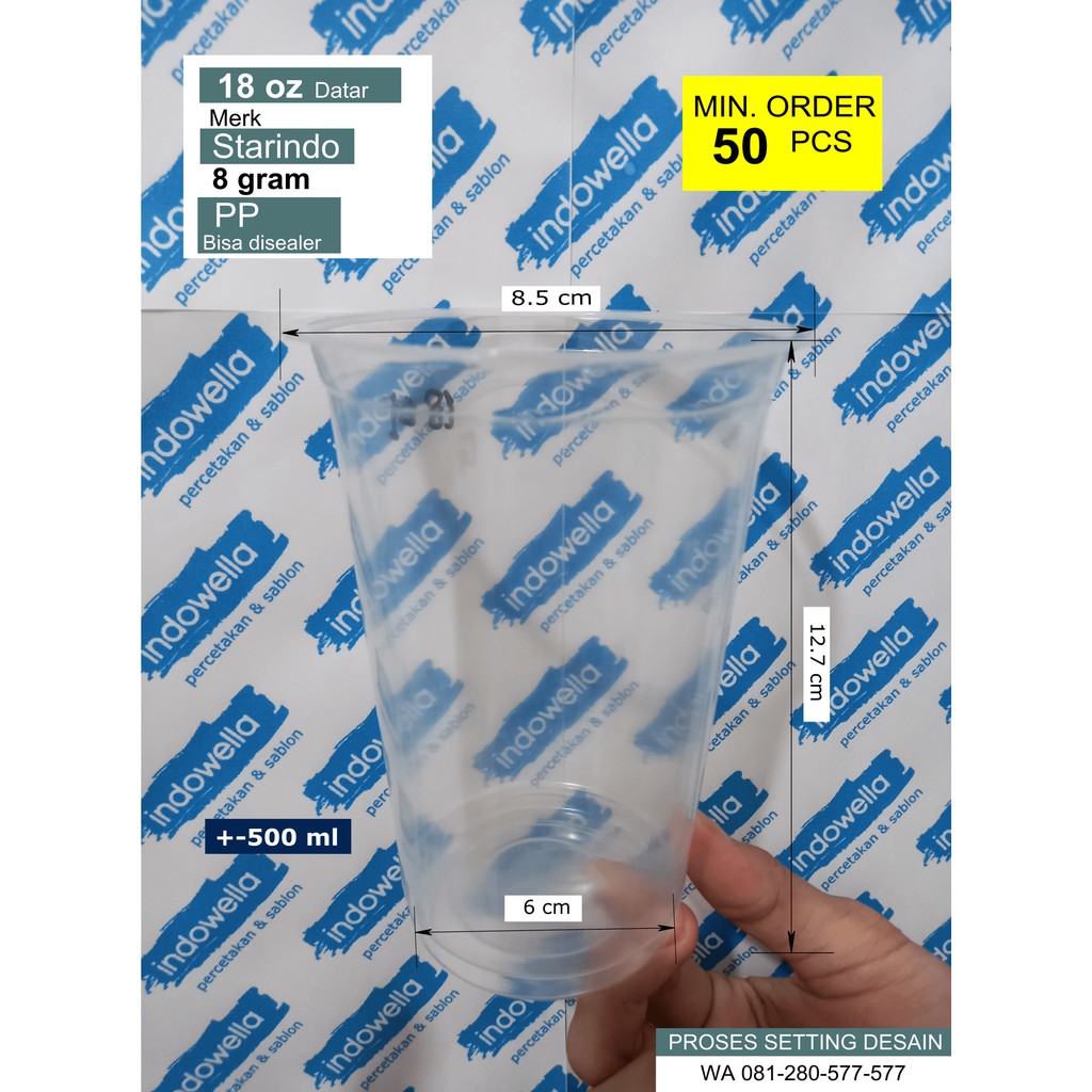 Cup Plastik Polos Datar 18 Oz Starindo 8 Gram