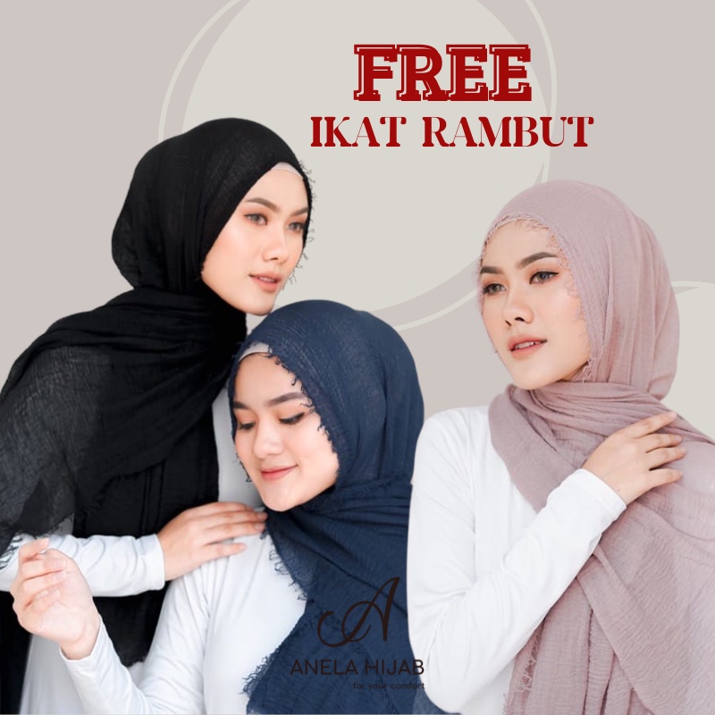 Jual Pashmina Crinkle Shawl Jumbo // Hijab Pasmina Kusut Negro Premium ...