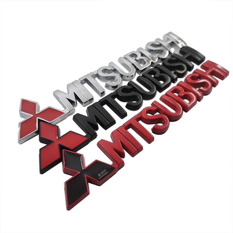 1pc Stiker Emblem / Badge Tulisan Mitsubishi Bahan Metal Untuk Belakang Mobil Mitsubishi