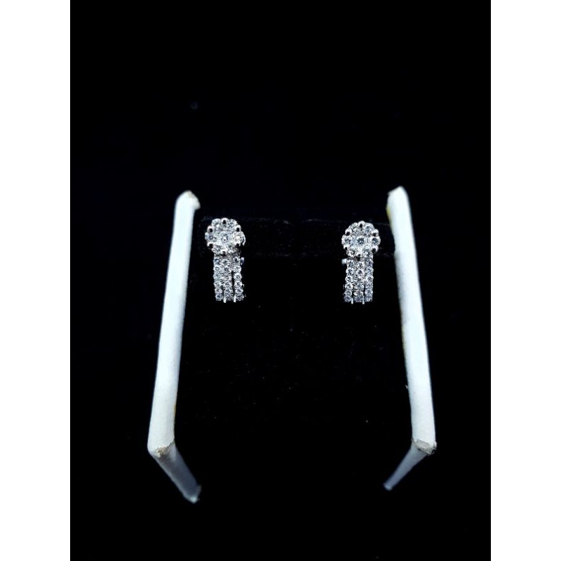 giwang jepit fashion emas berlian lotus