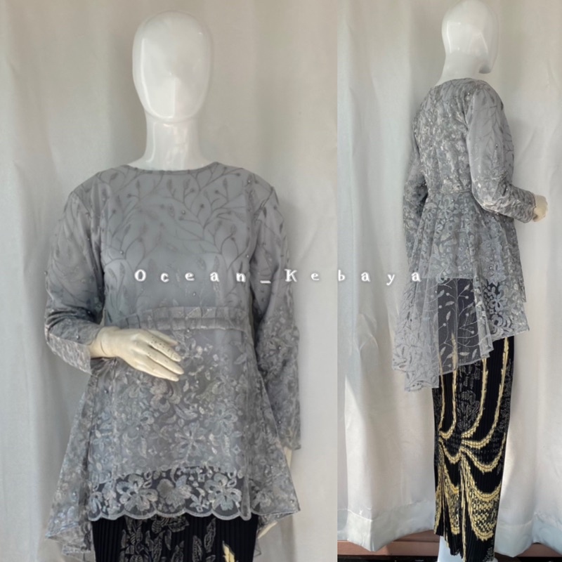 kebaya wisuda/ stelan / kebaya modern/ ocean kebaya/ kebaya brokat tulle gotik rempel