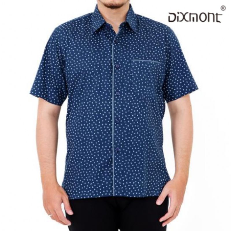 Dixmont Kemeja Pria Basic Formal Motif Lengan Pendek Hem MS02022