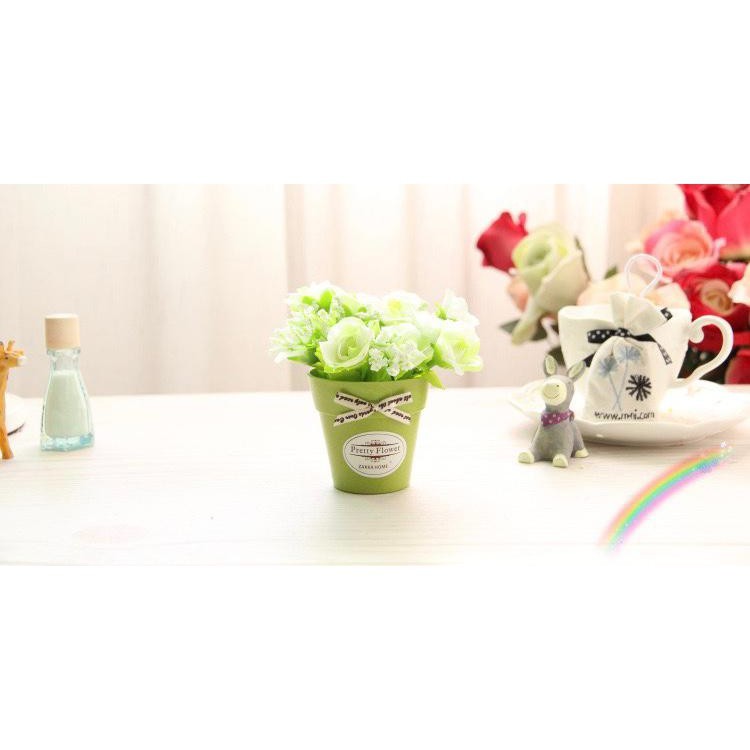 BUNGA PAJANGAN BUNGA MINI SET POT GELAS BUNGA PLASTIK HIAS BUNGA GELAS IMPORT BP8823-5