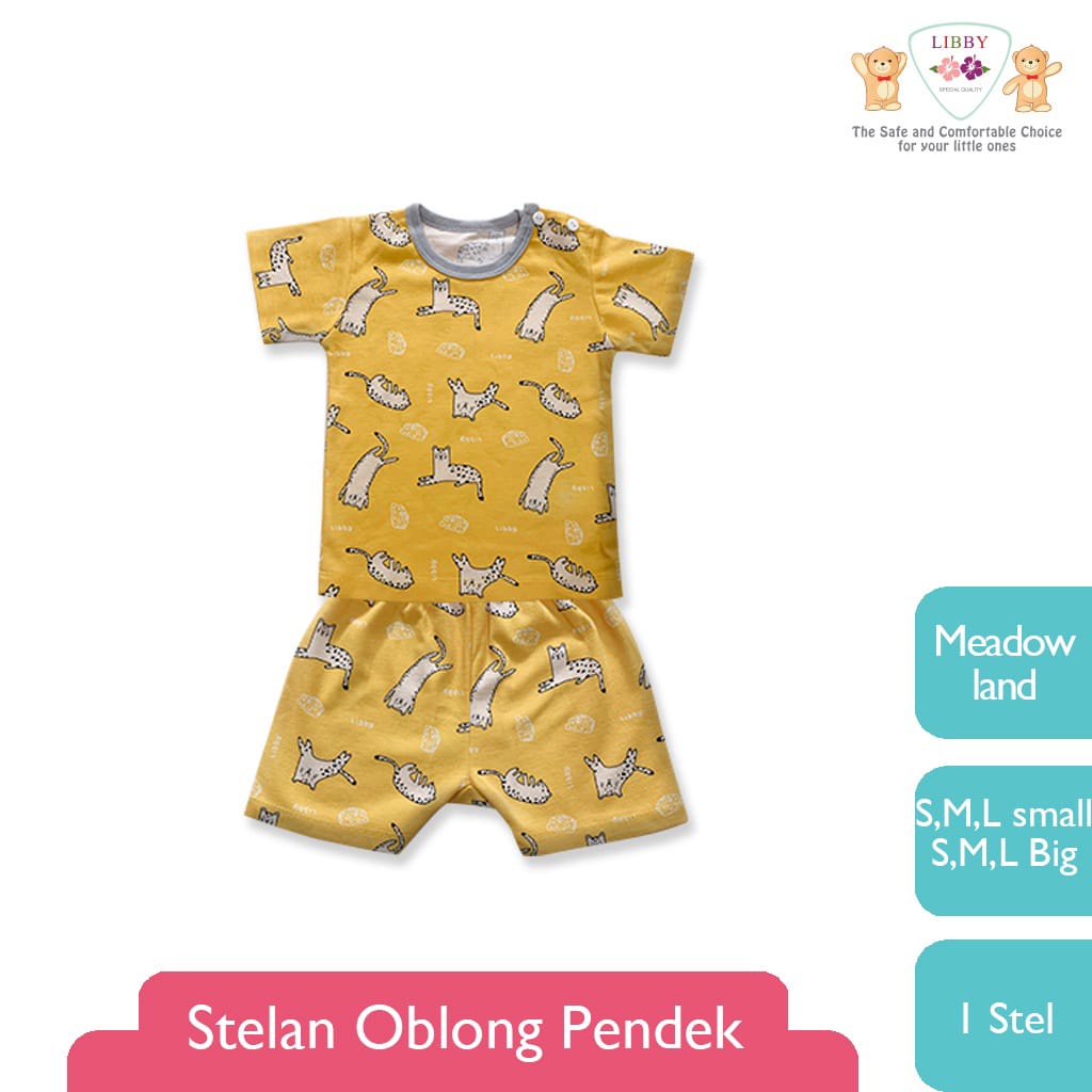 LIBBY Stelan Oblong Pendek-Celana Pendek Motif Meadow Land (1 stel)