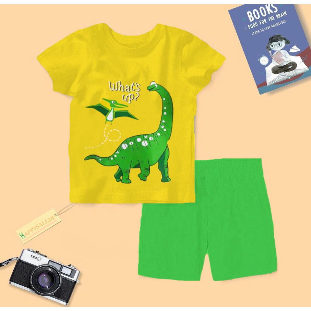 SETELAN ANAK BAJU KAOS BAHAN KATUN ANAK UMUR 1-5 TAHUN SETELAN BUBU MOTIF DINO BAJU ATASAN ANAK LAKI LAKI PEREMPUAN TERBARU BAJU ANAK HARIAN BAJU ANAK BERMAIN TERMURAH