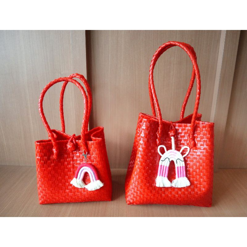 Eco Anyam Bag - Premium red (tas anyaman plastik)