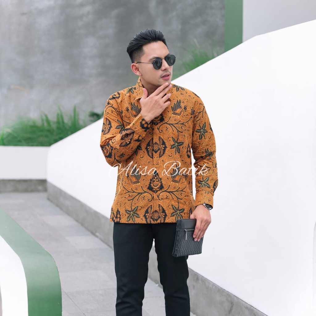 DAMAR COKLAT Kemeja Batik Pria PREMIUM LENGAN PANJANG Full Furing Katun Halus Primisima Prastowo