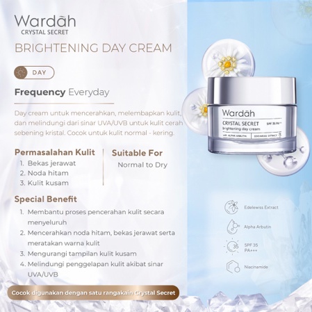 Wardah Crystal Secret Brightening Day / Night Cream 15ml / 30gr