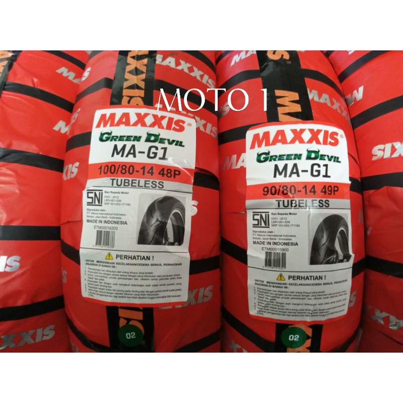 [DOT 2023] PAKET - BAN MAXXIS GREEN DEVIL 90/80-14 DAN 100/80-14 - TUBELESS