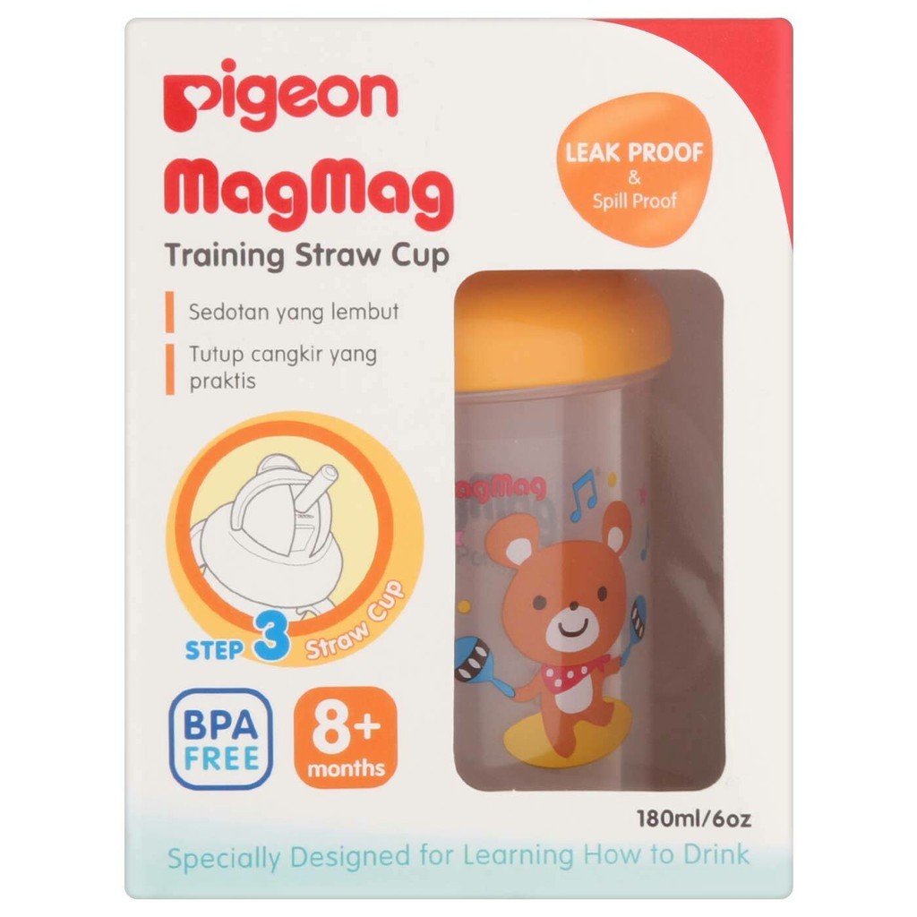 Pigeon Mag-Mag Training Straw Cup Step 3 Botol Minum Bayi Pegangan Dengan Sedotan