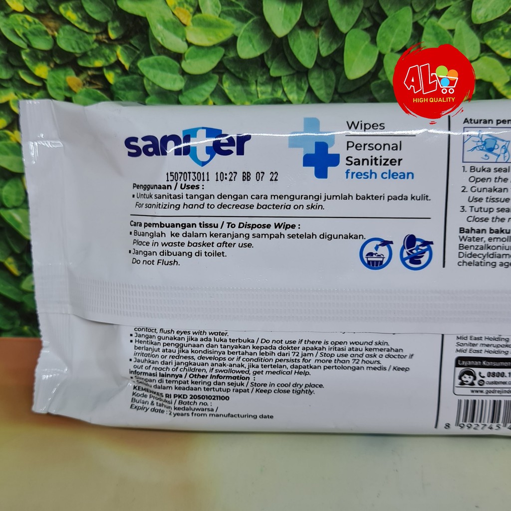 Tisiu Tissiu Basah Saniter Wipes Antibacterial &amp; antiseptic 50pcs