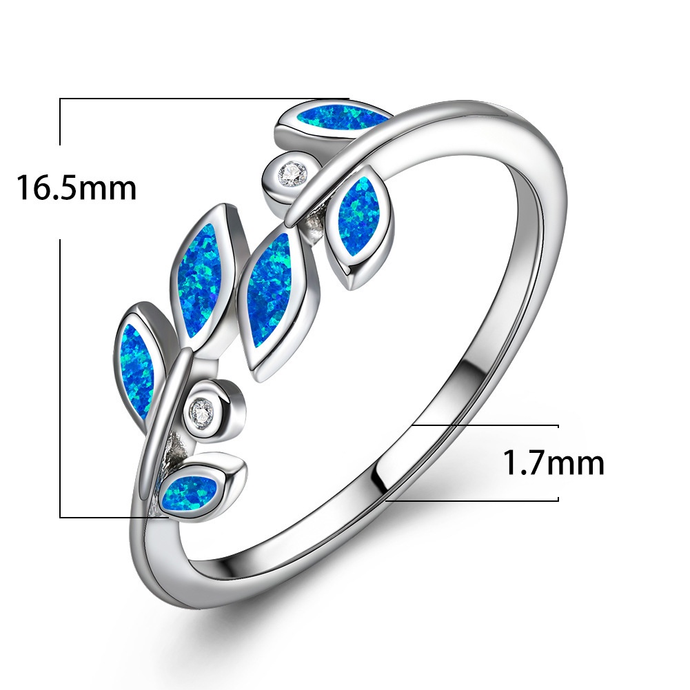 New European and American imitation opal vitality forest design olive branch ring ladies ring