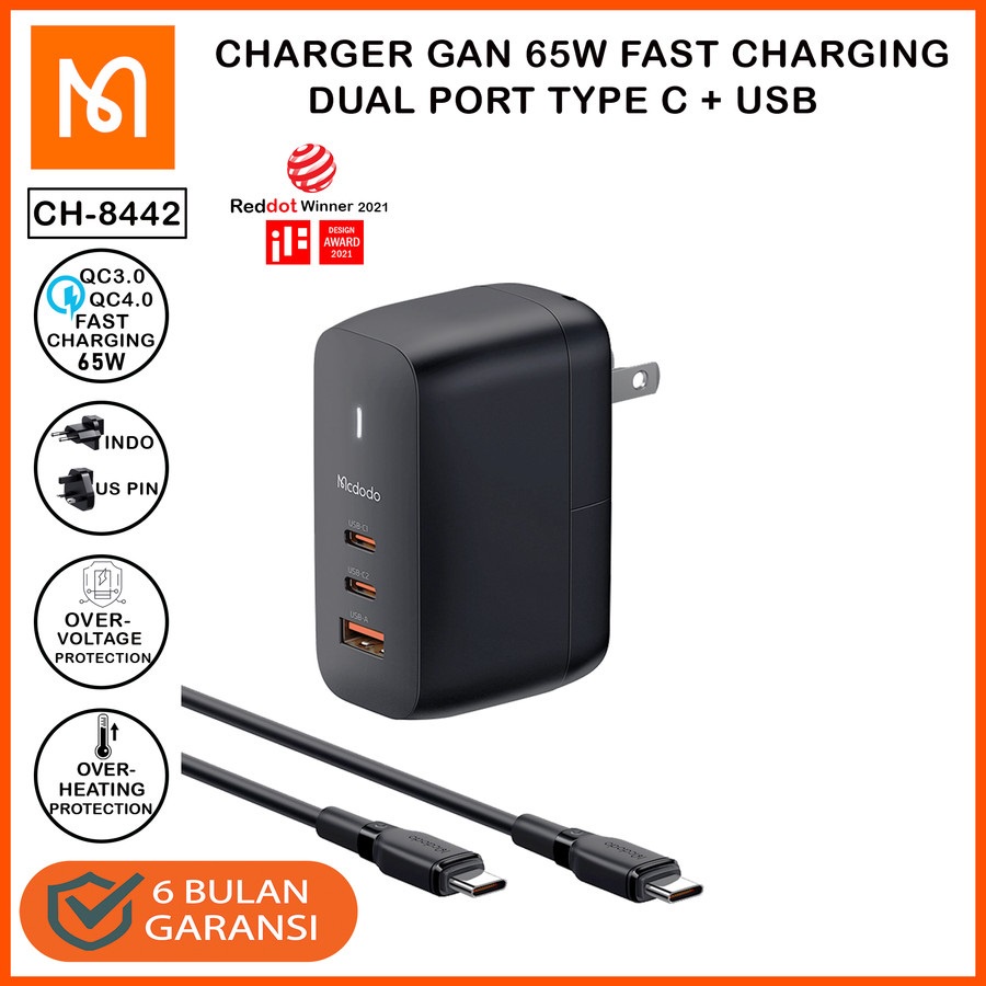 Charger MCDODO GaN 65W 3-Port