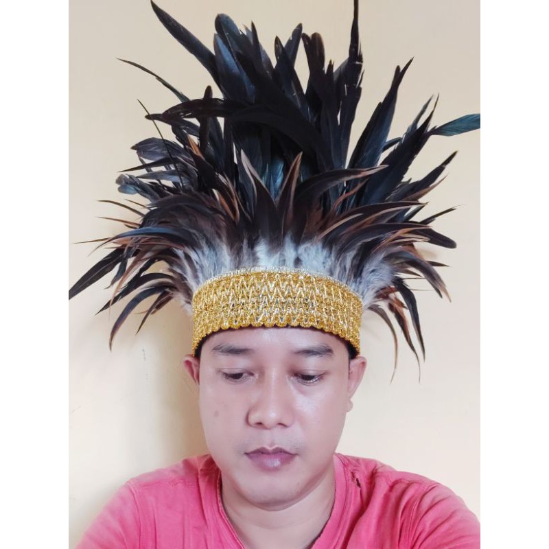 TOPI PAPUA - PAPUA STYLE BULU AYAM JANTAN NATURAL