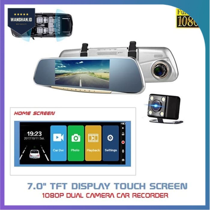 [WS] Camera CCTV Mobil Full HD 1080P 7inch Touch Screen Dual Camera