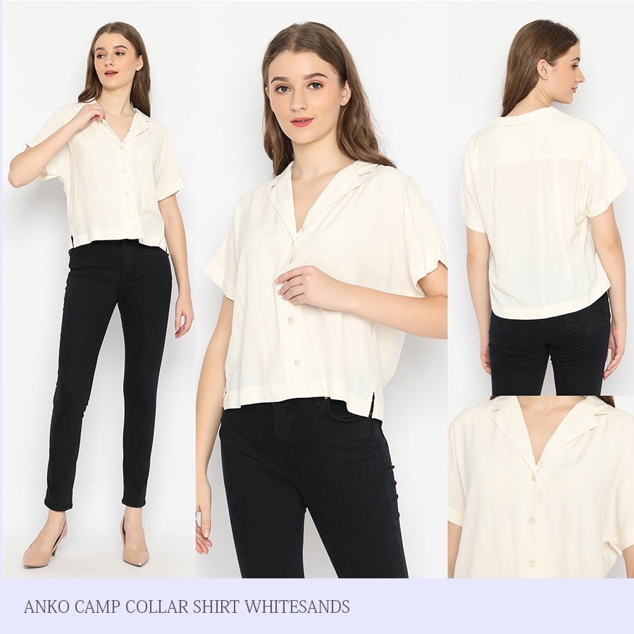 BLOUSE WANITA ANKO CAMP COLLAR BLOUSE-8