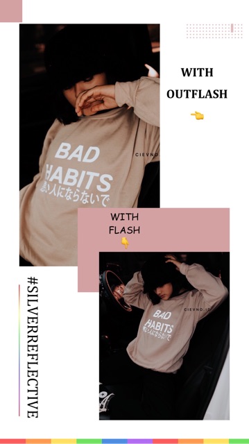 B.SWEATER BAD HABITS JAPAN (SILVER REFLCTIVE) Size M - XXXL