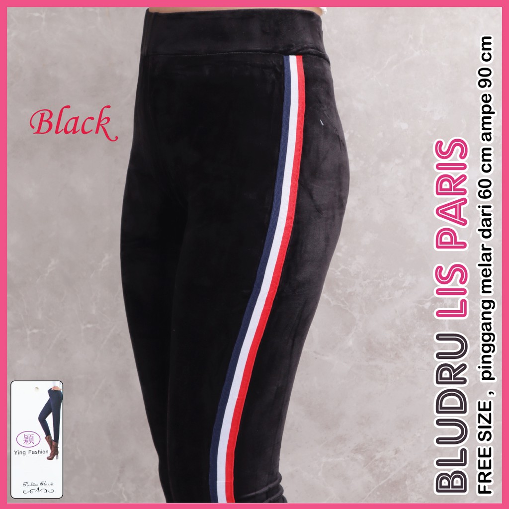 Legging bludru import / legging strip velvet fashion / legging bludru / bludru velvet / agape