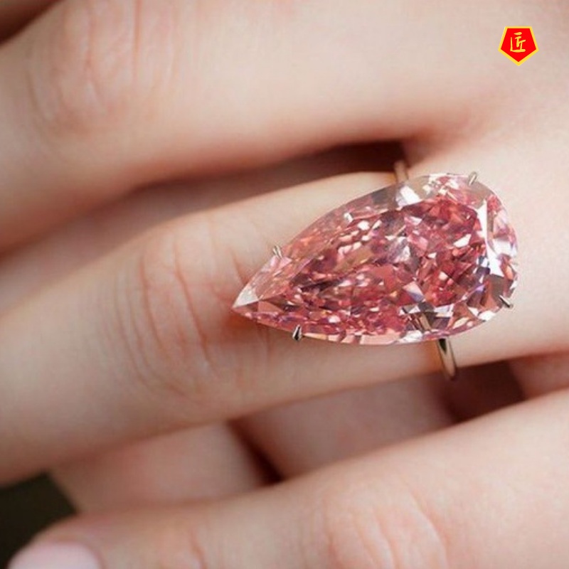 [Ready Stock]Pink Crystal Topaz Ring Noble and Elegant