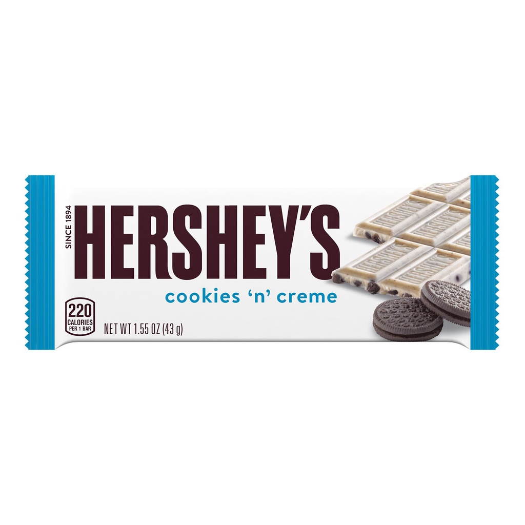 

HERSHEY'S COOKIES N CREAM / MILK CHOC / MILK ALMOND CHOC BAR 1.5 Oz #Impor US