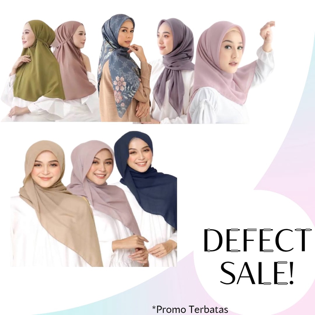 (DEFECT SALE) HIJAB SEGIEMPAT / PASHMINA / DENAY / BERGO / AZARA / ANSANIA / VOAL / HIJAB IMPORT