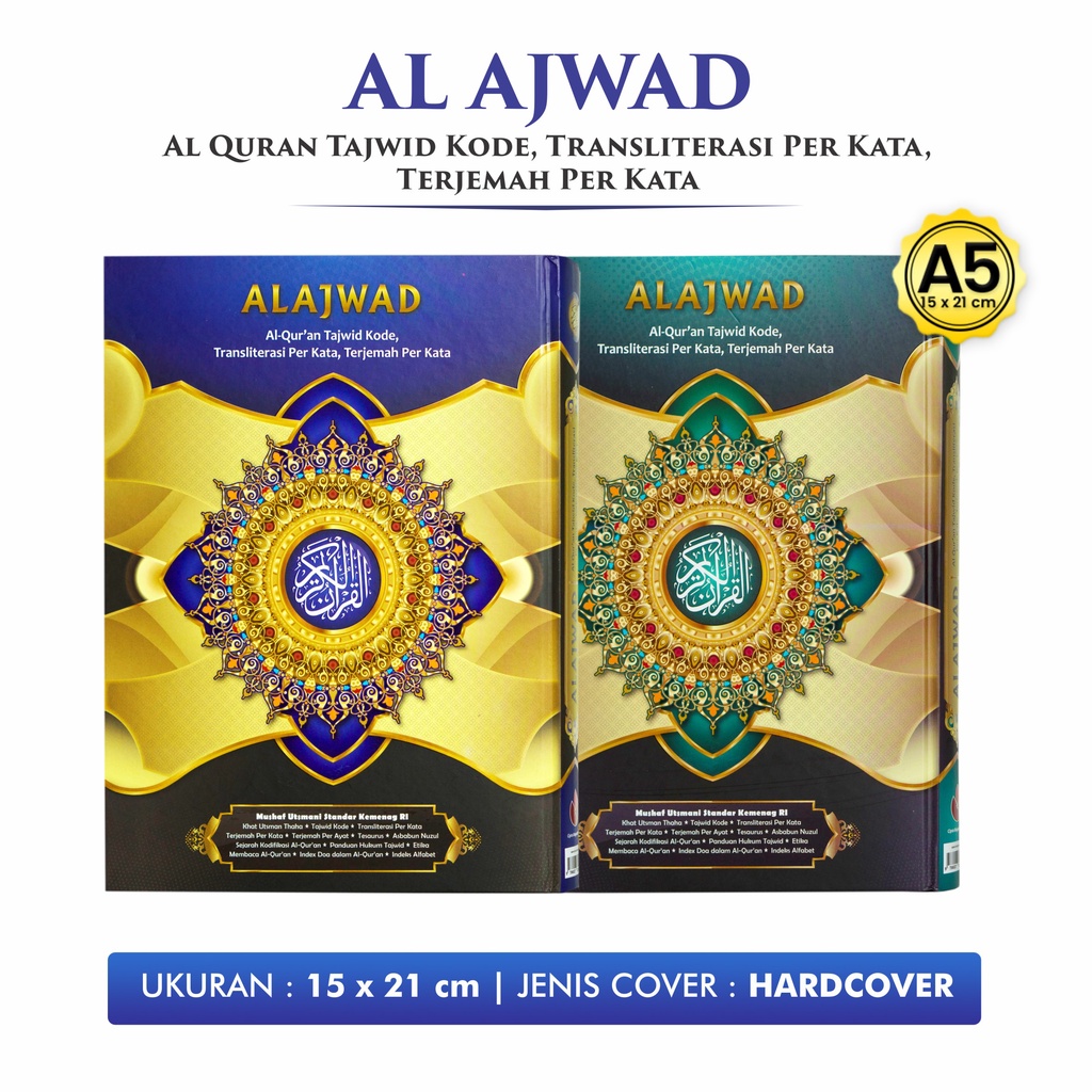 Alquran Kecil Tajwid Kode AL AJWAD Ukuran A5  Transliterasi Per Kata Terjemah Per Kata Kertas HVS / 