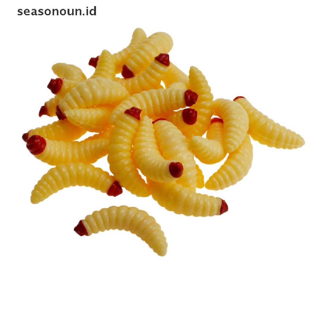 【seasonoun】 125Pcs Fishing Lure Lifelike Worm Maggot Grub Soft Bait Silicone Artificial Bait .