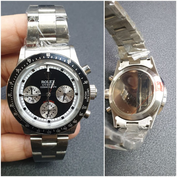 Jam Tangan Kw Super Pria Rolex Oyster Cosmograph Paul Newman Silver Dial