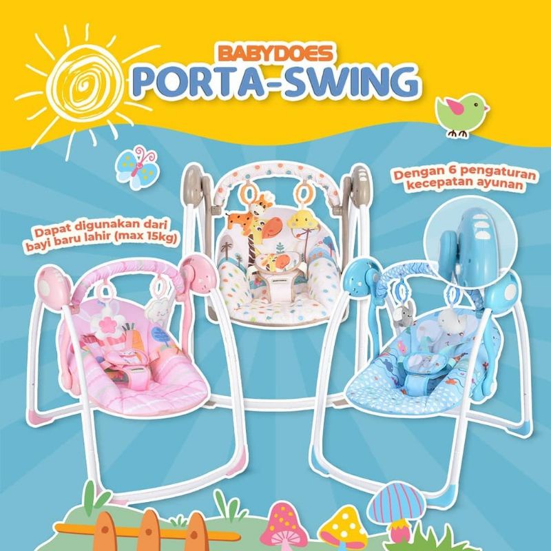 Babydoes Porta Swing With Remote / Ayunan Bayi Elektrik