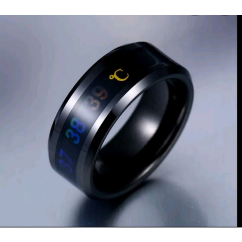 CINCIN TERMOMETER TITANIUM PENGUKUR SUHU BADAN PRIA WANITA STAINLEESSTEEL