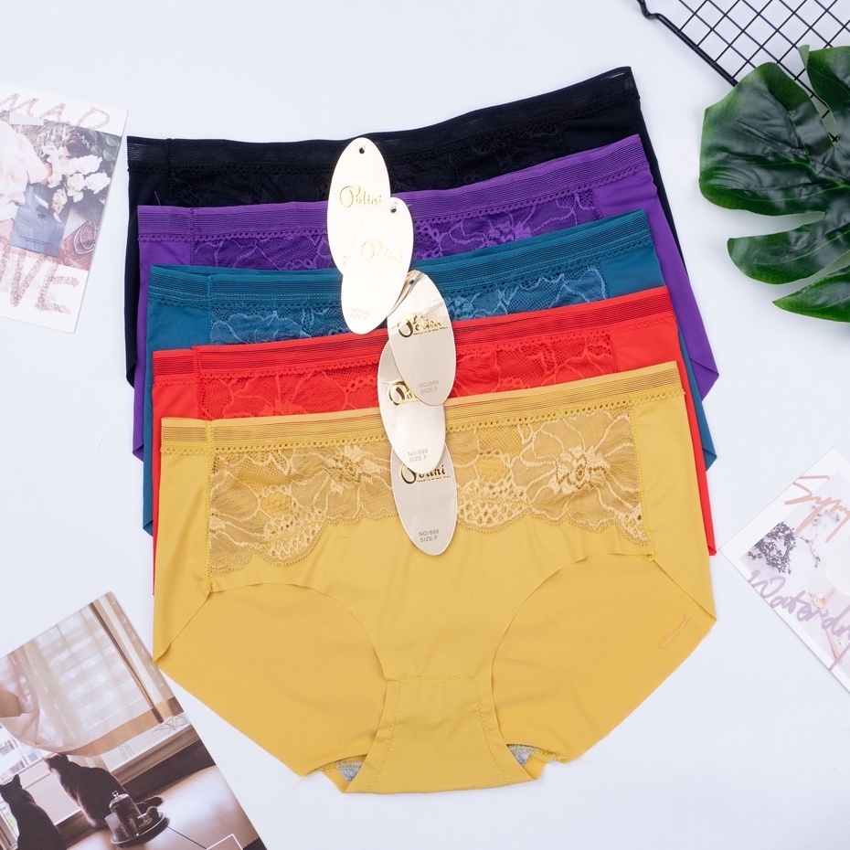 BEE - Cd Undies Polini Motif Renda Bunga / Cd Wanita Bahan Ice Silk Kualitas Premium 888