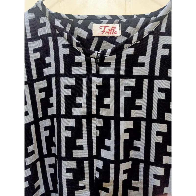 preloved Gamis frilla motif fendi black-gray