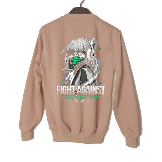 Sweater Pria Hantai Sweater Crewneck Fleece Size M - XXL