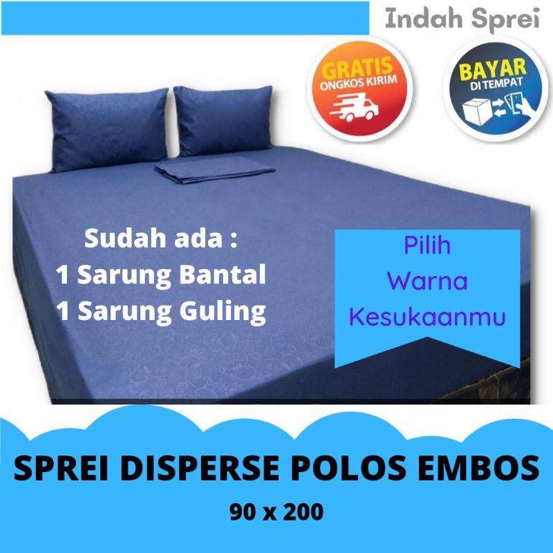 Sprei Homemade Polos Embos 90x200 Murah Free Sarung Bantal Guling Perlengkapan Kamar Tidur