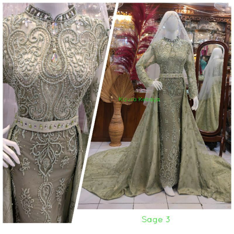 Gaun Pengantin Slim Dress Full Payet 2 in 1