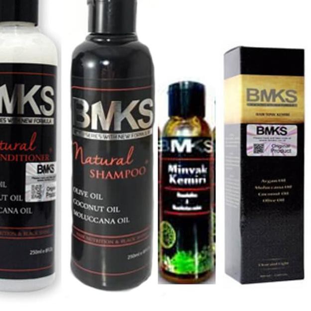 DISKON㈡ BMKS PAKET 4IN1 SHAMPO- CONDITIONER - MINYAK KEMIRI - HAIR TONIC BPOM - Istimewa