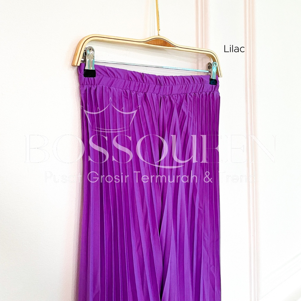 Rok plisket pendek 7/8 wanita model payung / Rok Plisket Mayung pendek / Rok Kerja Dewasa-lilac