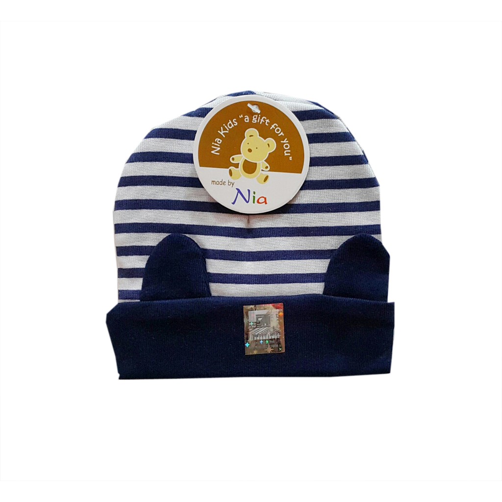 Promo !! NIA-TOPI BAYI NEW BOR TOPI BAYI MOTIF SALUR WARNA MURAH