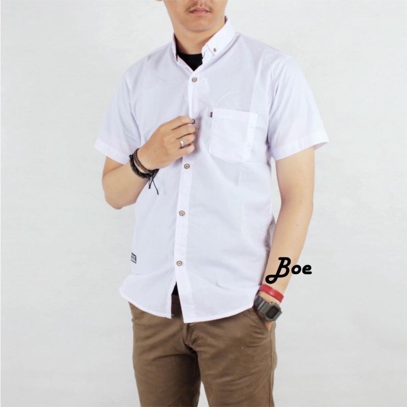 KEMEJA HEM PRIA LENGAN PENDEK MOTIF POLOS PREMIUM QUALITY